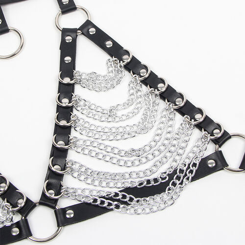 Ensemble Soutien-Gorge Harnais et Collier Chaînes Cuir Noir - Lingerie SUBBLIME