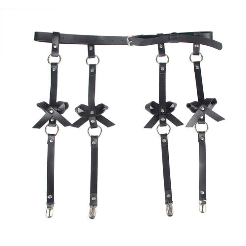 Harnais de Jambe Chaîne en Cuir Noir - Accessoire Lingerie Sexy SUBBLIME