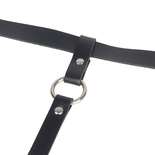 Harnais de Jambe Chaîne en Cuir Noir - Accessoire Lingerie Sexy SUBBLIME