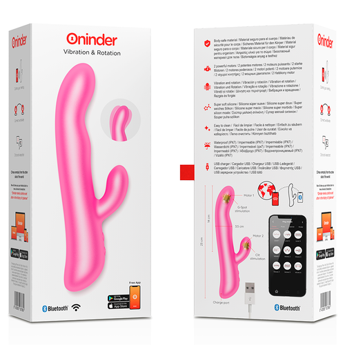 💕 Oninder Oslo - Vibromasseur Connecté Rose avec Vibration et Rotation + Application Gratuite