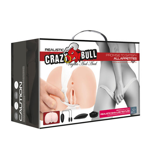 Masturbateur Réaliste Double Entrée avec Vibration - Crazy Bull