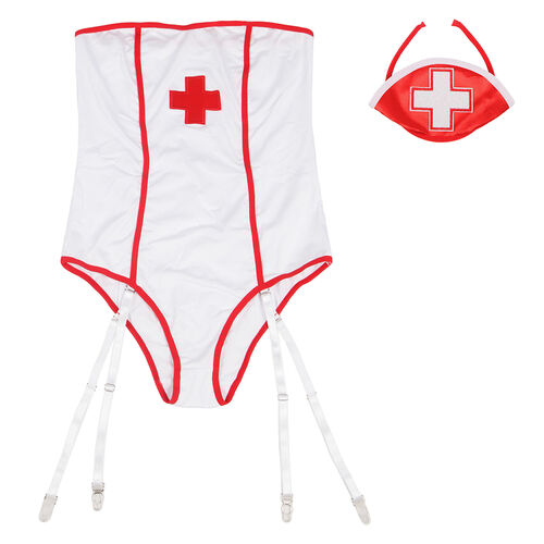 Costume d'Infirmière Sexy Teddy Épaules Dénudées - Déguisement Coquin SUBBLIME