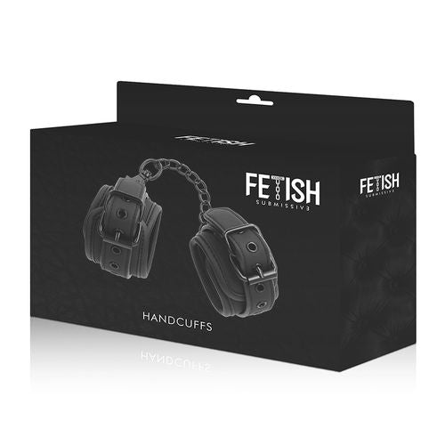 🔗 FETISH SUBMISSIVE - Menottes en Cuir Végétalien avec Doublure Néoprène