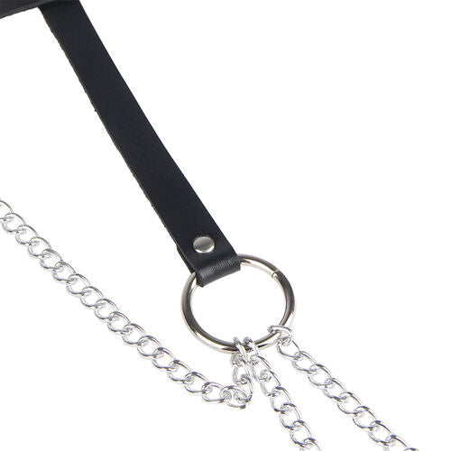 Ceinture Harnais Chaîne en Cuir Noir - Accessoire Lingerie Sexy SUBBLIME