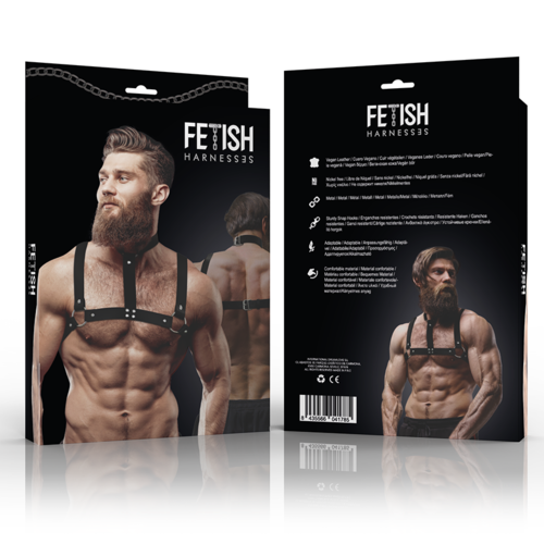 🔥 FETISH SUBMISSIVE - Harnais de Poitrine avec Collier Réglable Homme 🖤