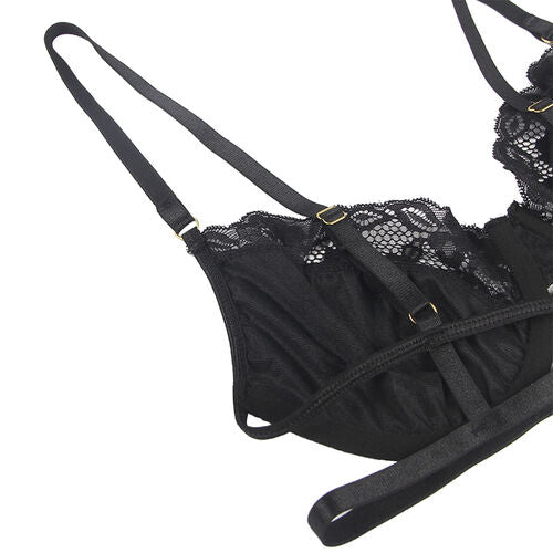 SUBBLIME - Ensemble Lingerie 3 Pièces Dentelle - Soutien-Gorge + String + Jarretière