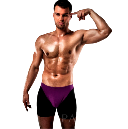 Boxer Homme Bicolore Noir et Lilas - Lingerie Masculine Sexy PASSION